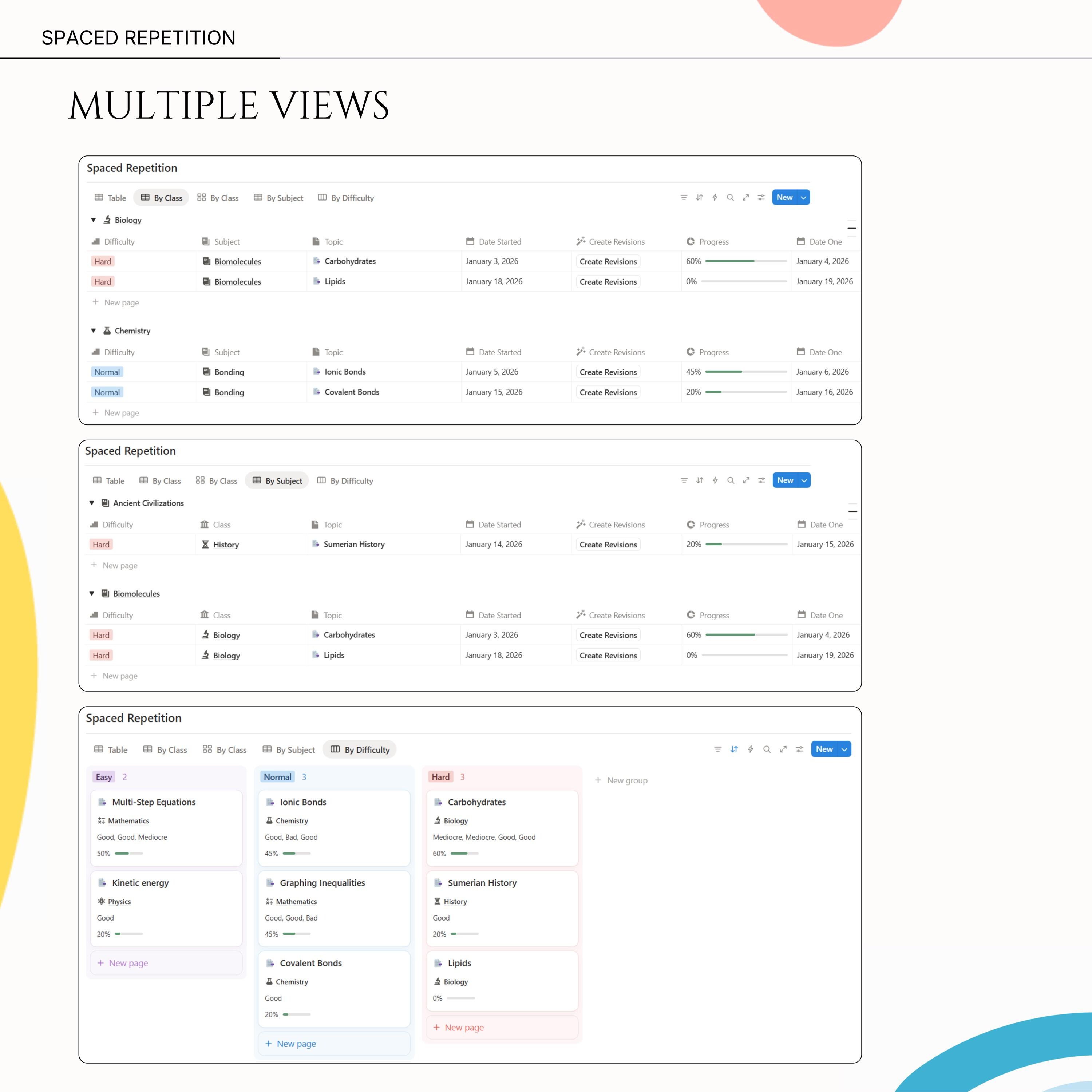 Notion Spaced Repetition Revision Planner Active Recall Retrieval ...