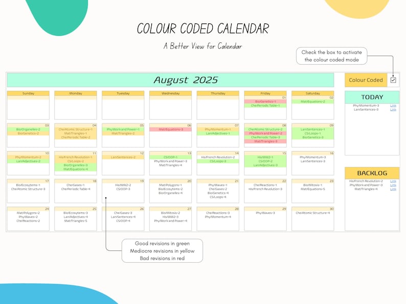 Spaced Repetition Revision Planner Active Recall Retrieval Practice Template University Study School Student Academic Exam Google Sheets image 6
