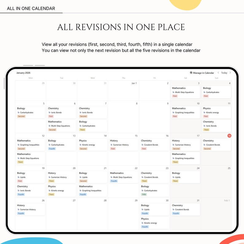 Notion Spaced Repetition Student Revision Tracker Active Recall Retrieval Practice Flashcards Academic University School Study Planner image 4