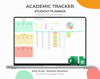 Academic University College Study School Student Tracker Planner Spreadsheet Template Assignment Task Tracker