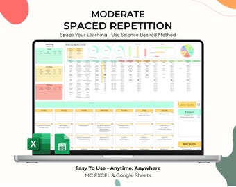 Spaced Repetition Revision Planer Active Recall Retrieval Übungsvorlage College Studieren Schule Schüler Akademische Prüfung Google Sheets