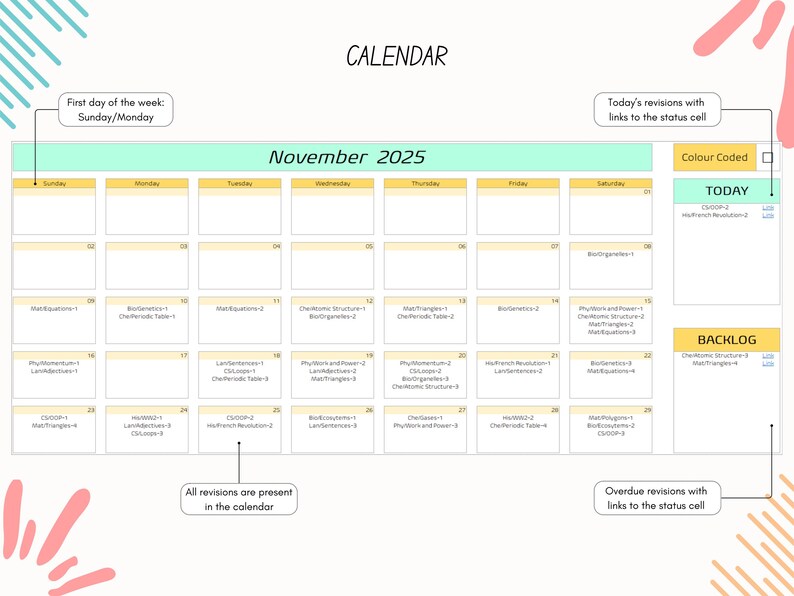Spaced Repetition Revision Planner Active Recall Retrieval Practice ...