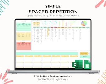 Spaced Repetition Revision Planner Active Recall Retrieval Practice Template College Study School Student Academic Exam Google Sheets