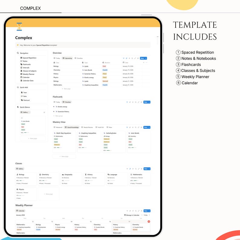 Notion Spaced Repetition Student Revision Tracker Active Recall Retrieval Practice Flashcards Academic University School Study Planner image 2