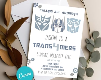 Transformatoren-Geburtstagseinladung: Autobots Partykarte (Digital)