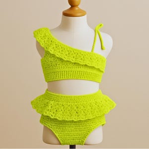 Stricken Sie Baby-Bikini-Set, bequeme Bademode Mädchen, One-Shoulder-Mädchen-Bikini-Oberteil