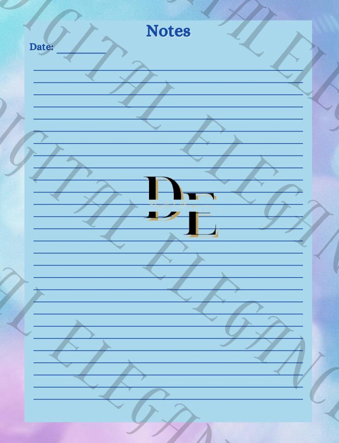 Pink & Blue, Notes Page, Free Write Notes, Goodnotes Pdf, iPad ...