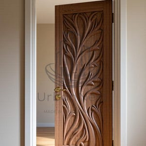 Moderne geschnitzte Holztür | Massivholz künstlerische Innentürgestaltung