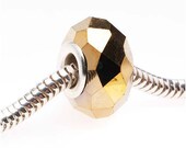 Faceted Glass European Style Large Hole Bead - Metallic Gold 14mm (1)