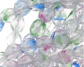 Czech Fire Polished Glass Beads 4mm Round Crystal Clear With Speckle Color Mix (50)