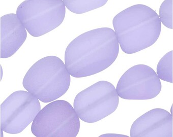 Frosted Matte Finish 13-16mm Olive Green Free Form Flat Beads 6 Pieces Sea Glass Style Beads Small Size