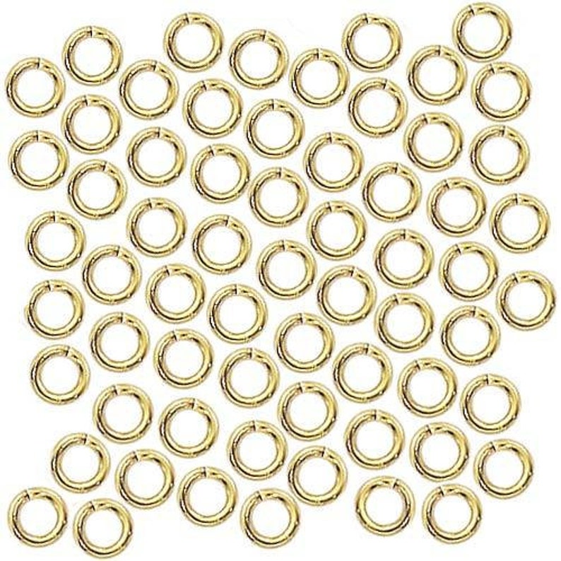 22K Gold Plated Open Jump Rings 4mm 20 Gauge 22k Gold Plated 100