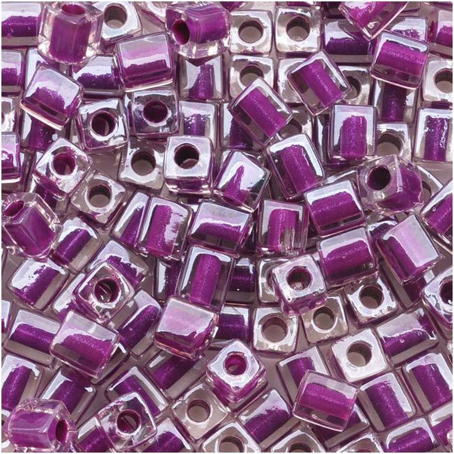 Miyuki 4mm Glass Cube Beads Purple Lined Crystal 243 10 Grams Etsy