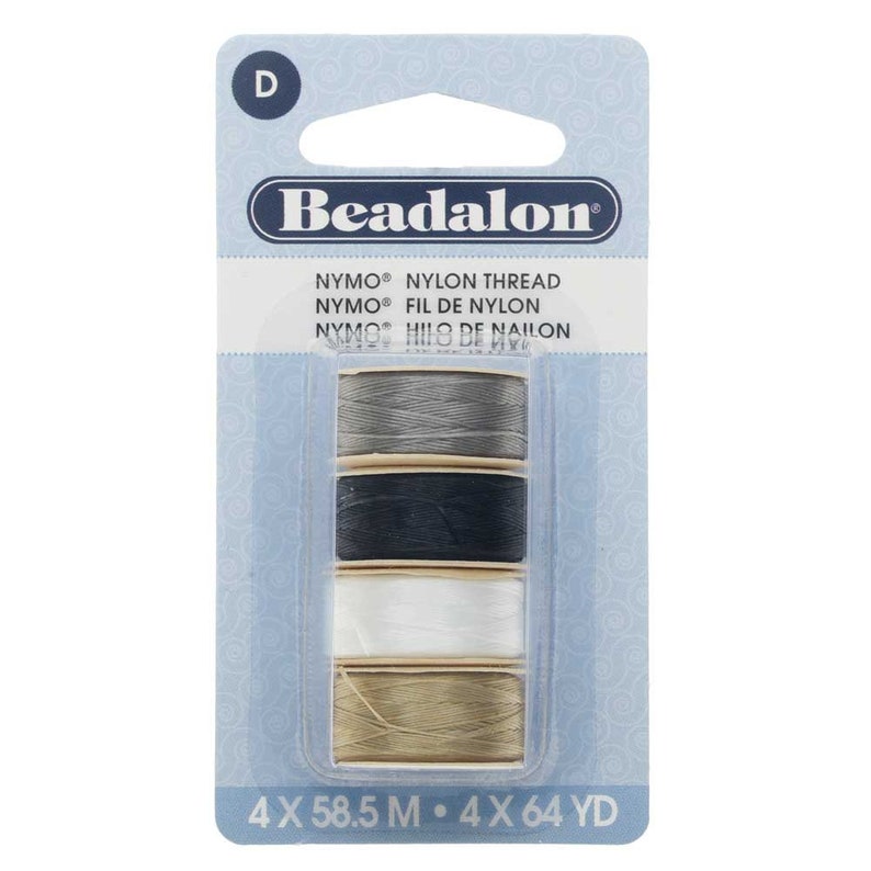 Four 64-Yard Spools Nymo Nylon Bead Thread Variety Pack Size D 0.30mm .012 Earth Tones