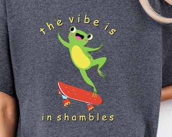 Funny Frog Skateboard Meme T-Shirt: Cottagecore Graphic Tee