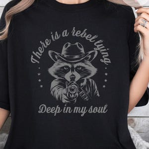 Raccoon T-Shirt, Cowboy Raccoon Unisex T-Shirt, Feral Funny Shirt, Adult Humor Gift, Sarcastic Tee, Unisex Graphic Tee, Oversized T-Shirt