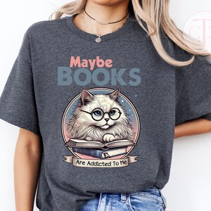 Book Lover T-Shirt - Bookish Cat Lover T-Shirt for Teachers & Librarians, Cute Book Club Tee, Book Nerd Shirt, Reading Gift Idea