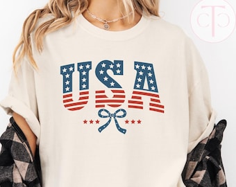 USA Flag Comfort Colors T-Shirt: 4th of July Oversized Tee