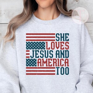 Retro USA Jesus Sweatshirt: 4th of Jul Vaterländischer Rundhalsausschnitt