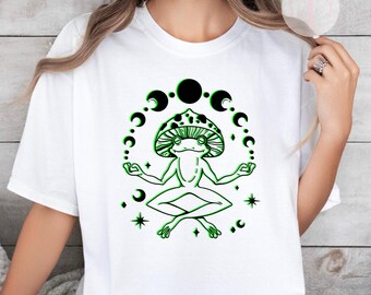 サイケデリック・フロッグTシャツ | マジックマッシュルームグラフィックTシャツ