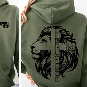 Christian Faith Hoodie, Philippians 4:13 Bible Verse Sweatshirt, Religious Cross Hoodie, Faith-Based Apparel, Unisex Christian Gift