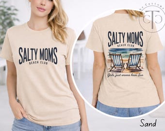 Salty Moms Beach Club T-Shirt, Summer Vacation Graphic Tee, Ocean Lover Apparel