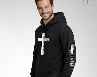 Philippians 4 13 Christian Hoodie – I Can Do All Things Through Christ Sleeve Design