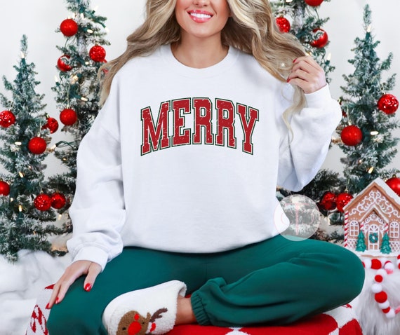 Sweat-shirt joyeux Noël Pull d'hiver mignon pour femme Ras du