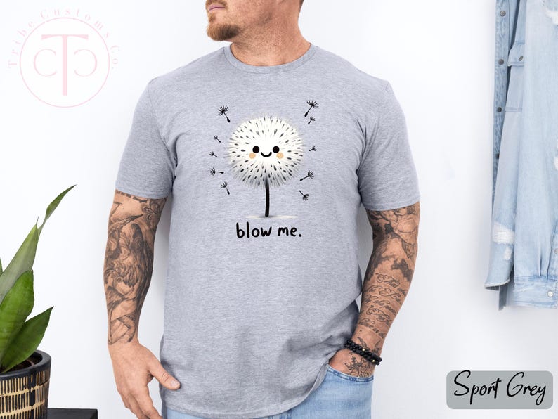 Dirty joke graphic tee for men, funny adult humor t-shirt with cheeky dandelion print.