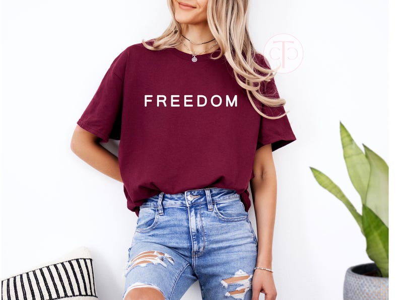 Liberty and justice t-shirt with Charlie Kirk Freedom design, unisex crewneck top.