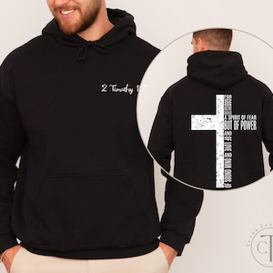 2 Timothy 1:7 Christian Hoodie – Jesus Loves You Religious Bible Verse Pullover
