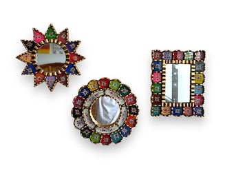 Multicolor &quot;Rainbow&quot; Decorative Accent Mirrors, Peruvian, Home Decor, Wall Mirror, Indoor Decoration, Small mirrors for living room