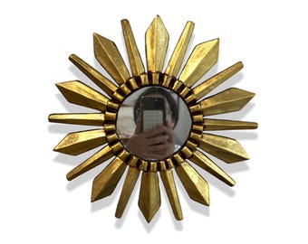 Gold Decorative Mirror 12" Sunburst, Starburst, Peruvian, Home Decor, Wall Art, Indoor Decoration