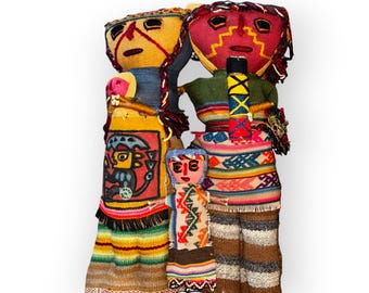 Peruvian Pachamama Dolls, family, Females&Male, Religion, Burial Inka dolls, Hanging Home Decor, Handwoven Textiles, Large