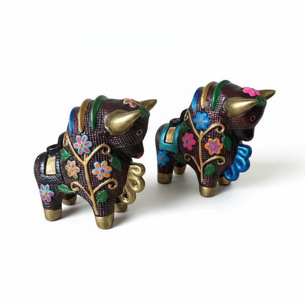 Pucara Bulls (Set of 2): 4" Peruvian Ceramic Good Luck Figurines