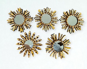 Gold Decorative Mirror 6&quot; Sunburst, Starburst, Peruvian, Home Decor, Wall Art, Indoor Decoration, Small, Wall Mirror