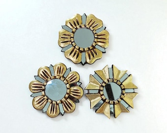 Gold Peruvian Sunburst Mirror 6": Wall Art, Vintage Home Wall Decor
