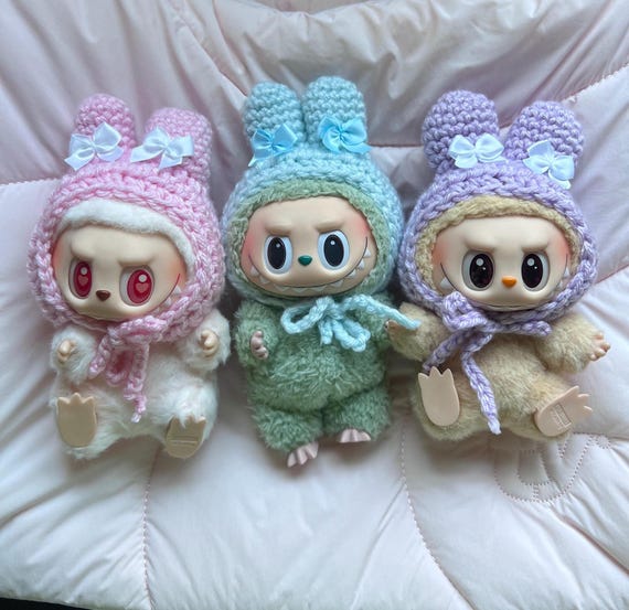 Lafufu handmade bunny crochet hats | clothes for toys, accessories for plushies, cute, outfit for figurines