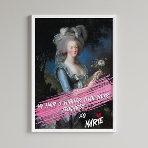 Pink Marie Antoinette - French Art Print, French Revolution Art - Printable Marie Antoinette - Pink Wall Print - Digital Download Decor