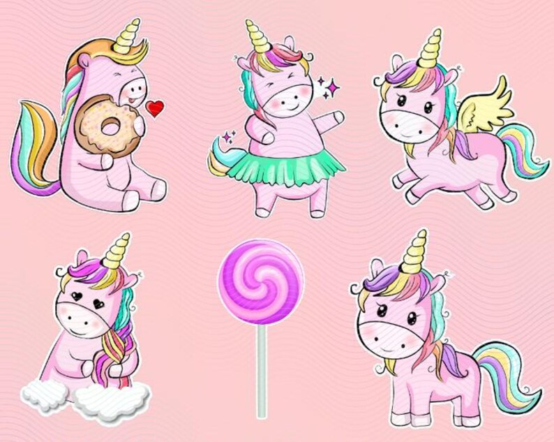 Kawaii Unicorn Printable Stickers Cricut Svg Digital Fairy Unicorn ...