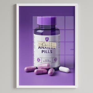 Anxiety Pills Wall Art - Funny Medication Print, Happy Pills Wall Decor, Funny Wall Art, Fun Gift for Her, Pharmacist Wall Art Gift