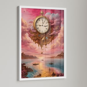Clock Surreal Print - Digital Download Surreal Backgrounds - Retro Surreal Posters - Psychedelic Art Prints Printable Surreal Art - Wall Art