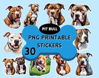 Pit Bull Clipart Bundle - 30 PNG Cute Adorable Puppy Stickers, Cute Dog Pet Printables, Instant Digital Download, Pit Bull dog