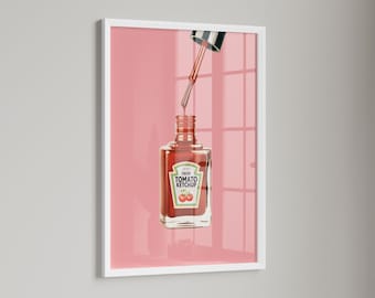 Red Nail Polish Tomato Sauce Retro Wall Art/Wall Decor/Print/Illustration/Kitchen, Pink decor, Funny Wall Art, Cool Wall Art, Modern