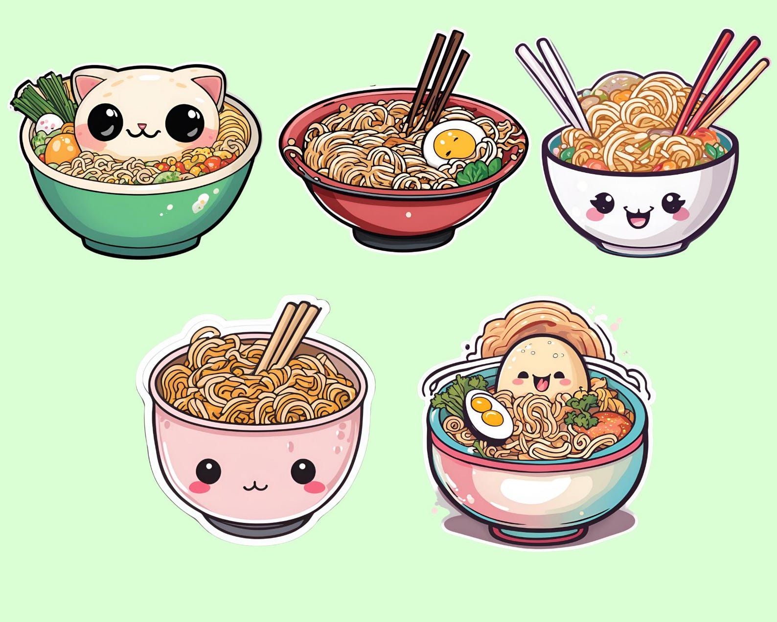 Cute Ramen Pattern Cute Kawaii Ramen Clipart, Cute Ramen PNG Digital Download, Ramen ...