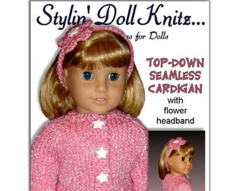 18 inch doll knitting pattern. Fits American Girl Doll. Top-Down, Instant Download 011