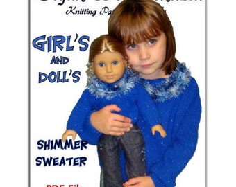 Knitting Patterns, Matching Girls and Dolls. Fits Girls size 4-10 and American Girl. 18 inch, PDF File