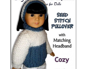 PDF 18 inch doll knitting pattern. Fits American Girl Doll, Journey Girls, Instant Download 001