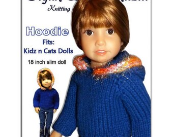 Knitting Pattern fits Kidz and Cats Dolls. Hoodie Sweater.  Instant Download 447