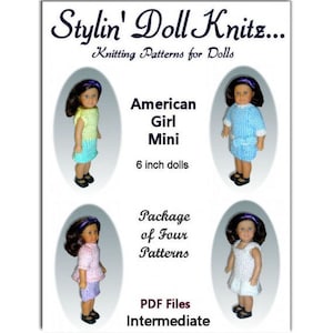 Knitting Patterns fit American Girl Mini Doll, AG 6.5 inch, Instant Download image 1